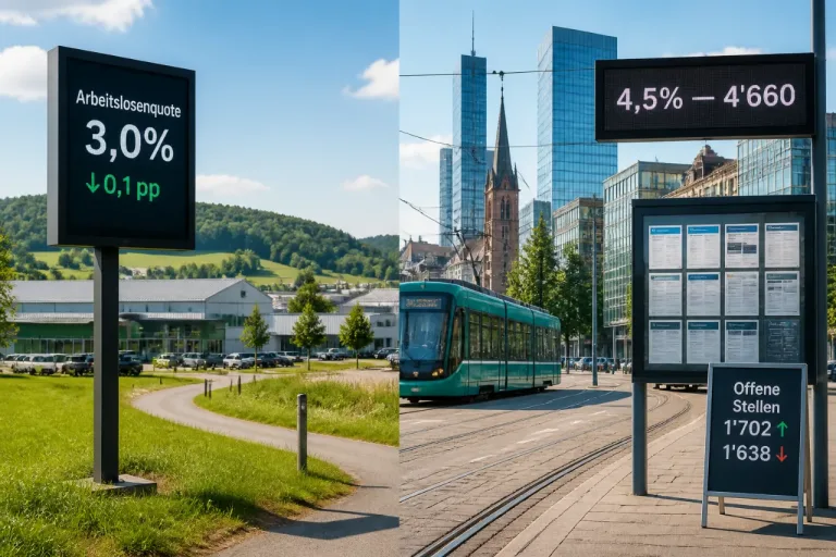 Arbeitslosenquote im Baselbiet leicht gesunken, in Basel-Stadt unverändert