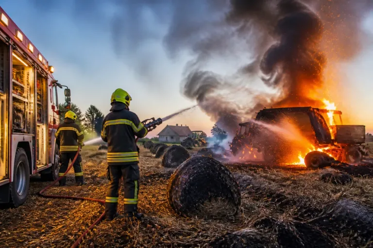 Ballenpresse brennt in Hornussen – Feld und Ernte durch Feuer beschädigt