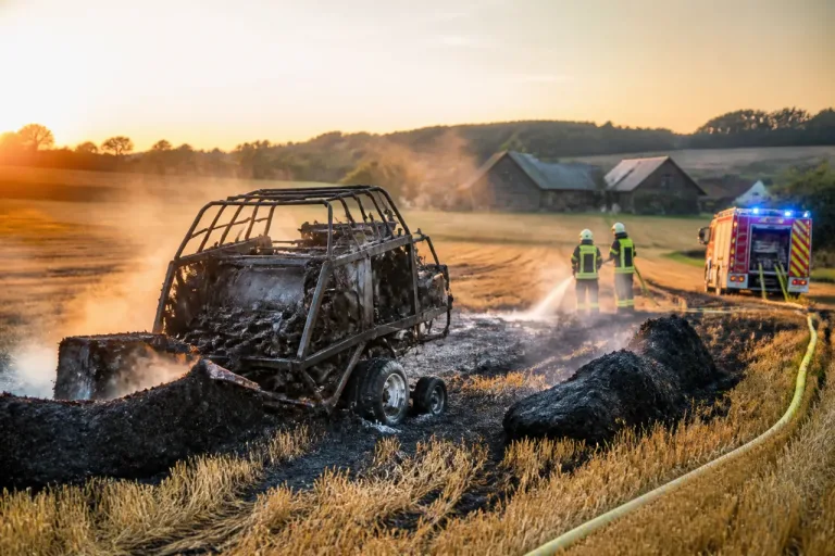 Ballenpresse fängt Feuer und löst grossen Feldbrand bei Hornussen aus