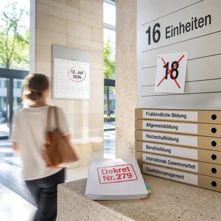 Ministerium für Bildung: Neuorganisation auf 16 Einheiten tritt am 12. Juli in Kraft