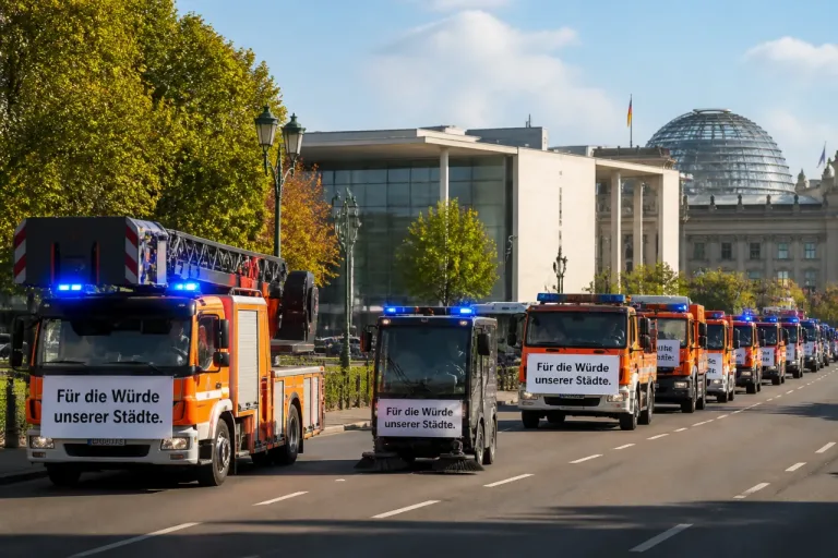 NRW-Kommunen fahren mit Blaulicht nach Berlin und fordern Lösung für bestehende Haushaltsdefizite