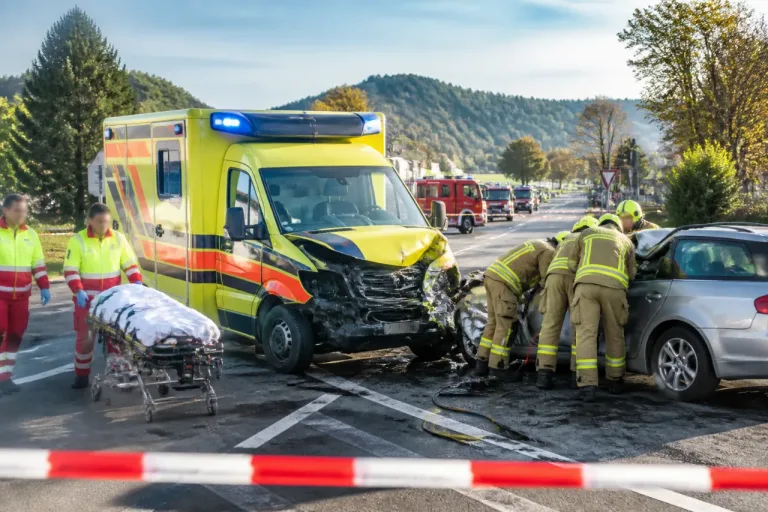 Rettungswagen bei Einsatzfahrt in Bleicherode in Kreuzung mit Auto – Fahrer schwer verletzt