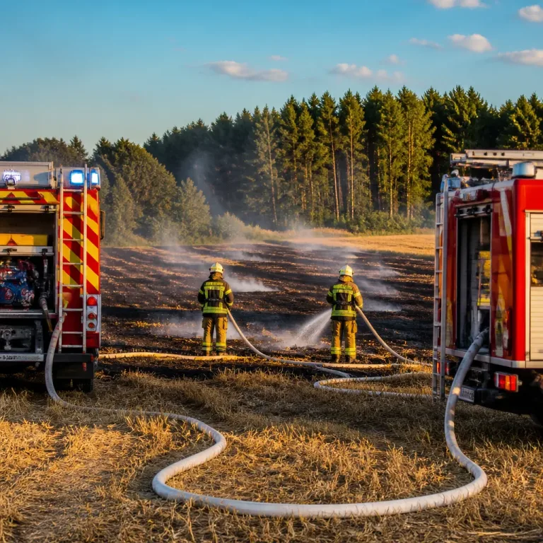Mehr als zwei Hektar Getreidefeld in Stelle in Brand – Ausbreitung auf Wald verhindert