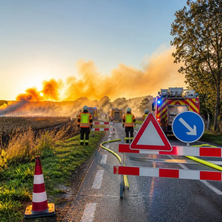 Flächenbrand bei Ketsch: K4250 wegen Löscharbeiten voll gesperrt