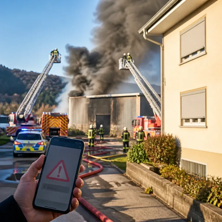 Grossbrand in Lagerhalle in Rotenburg: MoWaS-Warnung nach starker Rauchentwicklung