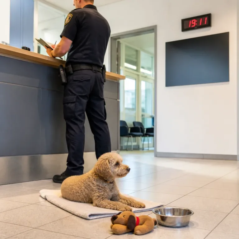 Bundespolizei betreut herrenlosen Pudelmix — Besitzer holt Hund kurze Zeit später ab