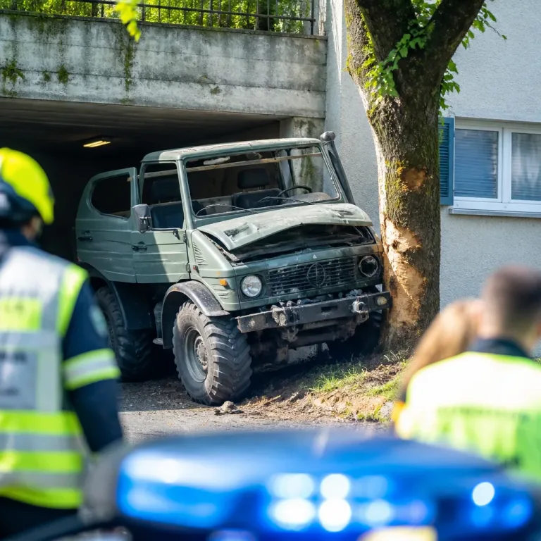84-Jähriger stirbt nach Stoss gegen Betondecke beim Einparken mit Unimog