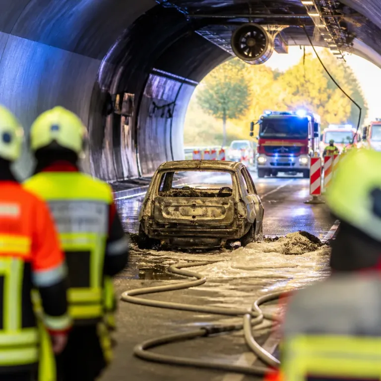 Fahrzeugbrand im Grötzinger Tunnel: B10 bleibt nach Löscharbeiten vorerst gesperrt