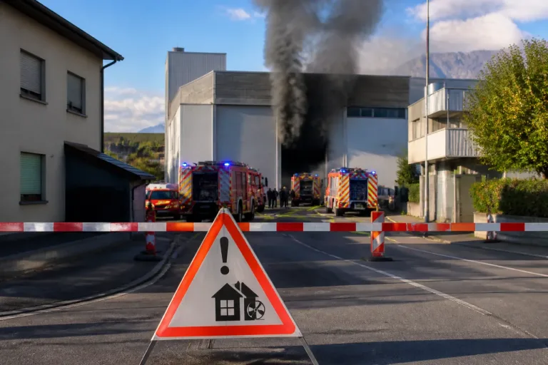 Brand in Kehrichtverbrennungsanlage in Sitten sorgt für starke Rauchentwicklung