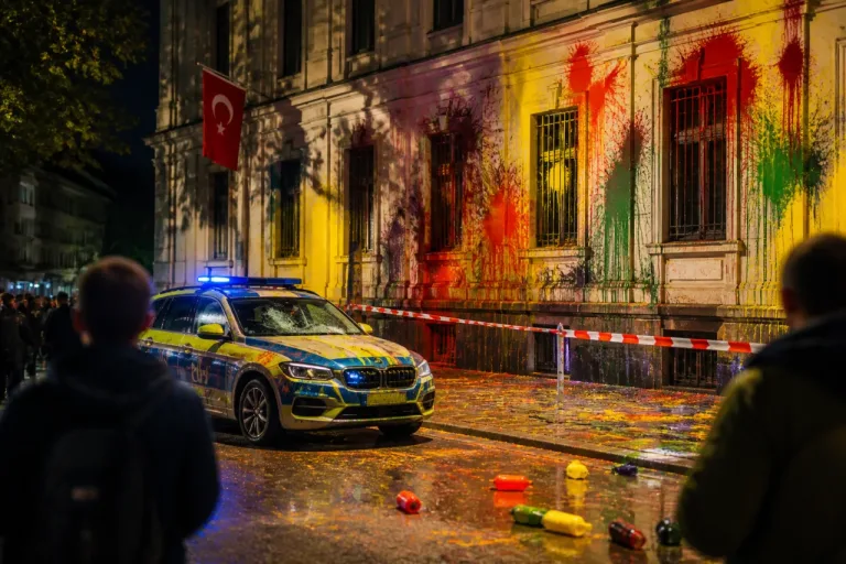 Drei Festnahmen nach Farbattacke auf türkisches Konsulat in Zürich