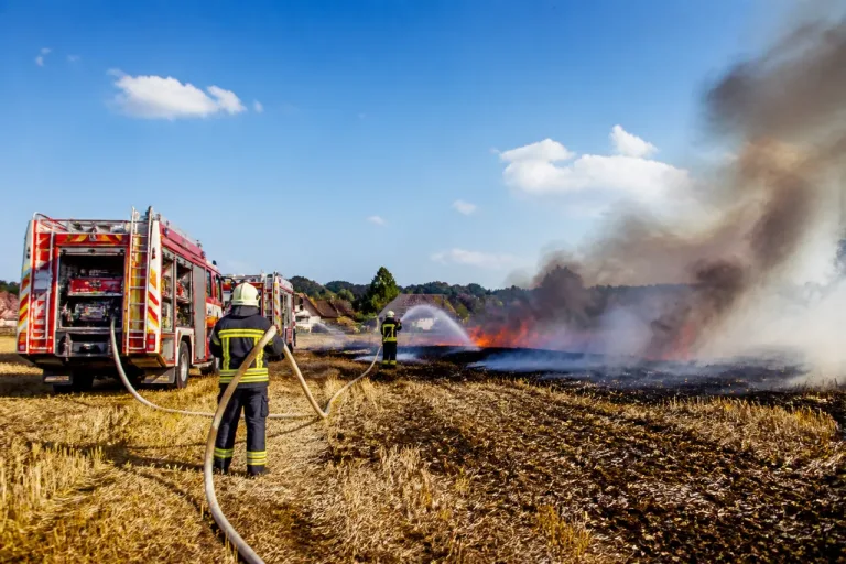 Flurbrand in Breitenbach: Wind treibt Feuer auf rund 35 Aren Stoppelfeld