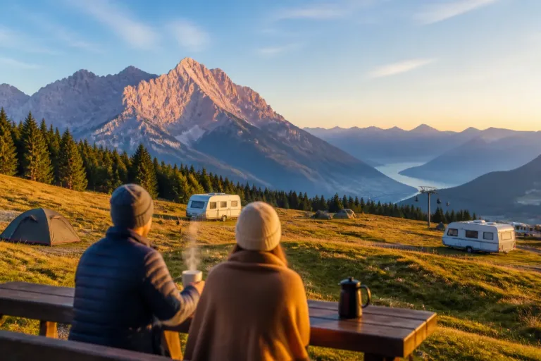 Campingplatz Allweglehen: Frühstück mit freier Sicht auf den Watzmann