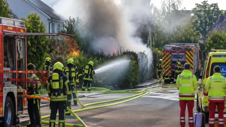 Gartenbrand in Seengen: Grossaufgebot der Feuerwehren stoppt Flammen – drei Feuerwehrleute leicht verletzt