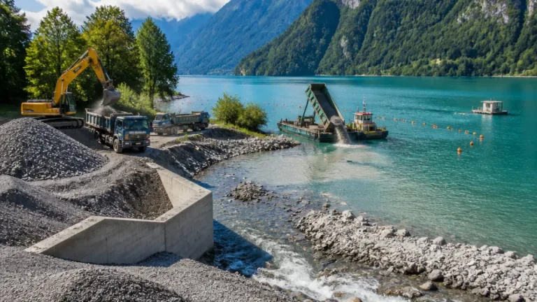 Geröll aus Palanggenbach wird in den Urnersee eingebracht – Seeschüttung soll Flachwasserzonen fördern