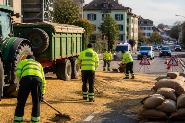 Grossräumige Verkehrsbehinderung in Winterthur nach Weizenverlust auf der Schaffhauserstrasse