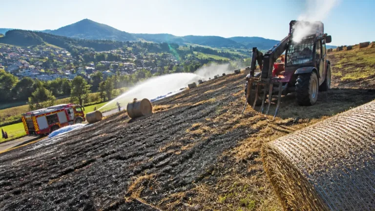Heisser Auspuff entzündet Heu: Flächenbrand in Spiegelberg bei Steinen rasch gelöscht