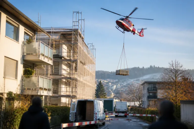 Helikoptertransporte an der Sternmattstrasse: Morgen Vormittag rund 50 Minuten Flugbetrieb