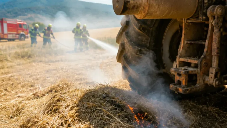 Heu gerät am Auspuff in Brand: Feuerwehr löscht Flächenbrand bei Steinen