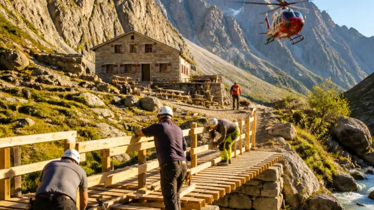 Lernende aus Lungern erneuern Wanderinfrastruktur und Helfen auf Lauteraarhütte