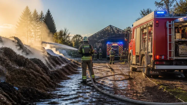 Nach Scheunenbrand in Sax erneut Rauchentwicklung: Heuhaufen nach Einsatz wieder rauchend