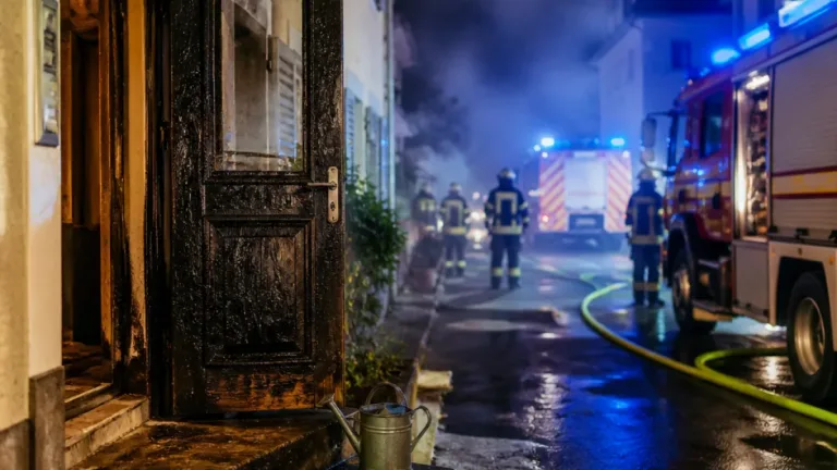 Nächtlicher Brand an Holztüre in Mels: Anwohner löscht mit Gieskanne, Schaden rund 5'000 Franken
