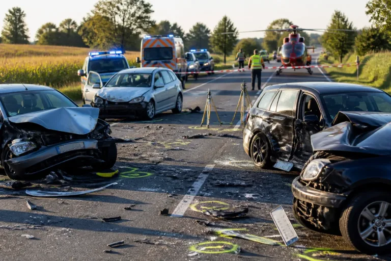 Vier Autos kollidieren bei Abbiegemanöver – drei Menschen schwer verletzt