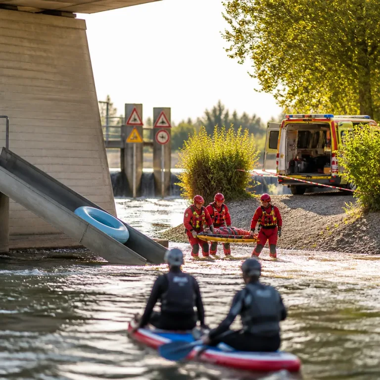 Badeunfall in der Ruhr: Frau mit Schwimmring in Bootsrutsche verletzt und gerettet