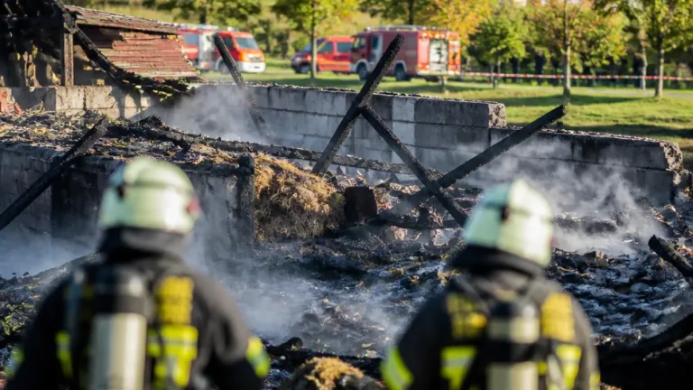 Scheune in Hemishofen bis auf Grundmauern abgebrannt – Landwirt und drei Feuerwehrleute verletzt