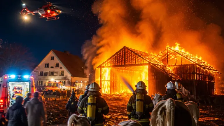 Scheunenbrand in Hemishofen: Zwei Personen schwer verletzt, Tiere gerettet