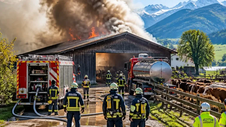 Scheunenbrand in Sax: Feuerwehrmann erleidet Kreislaufkollaps – Tiere unverletzt