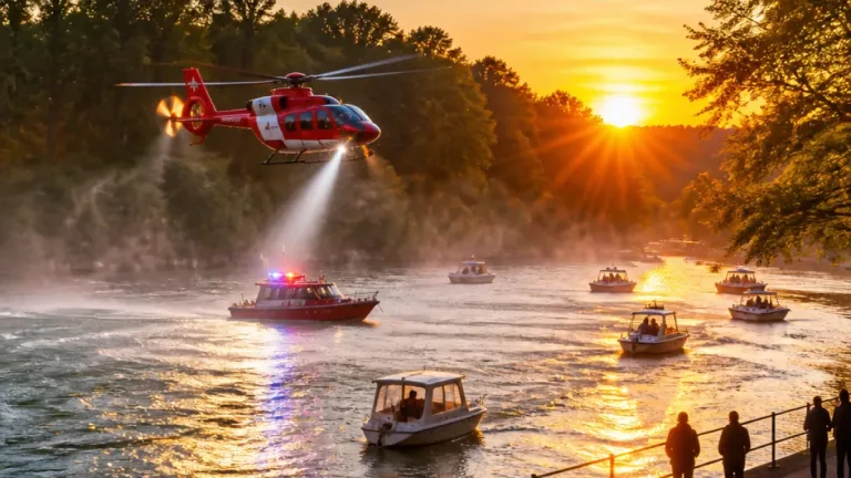 Suchaktion an der Aare beim Dählhölzli: Rega-Helikopter und Boot im Einsatz