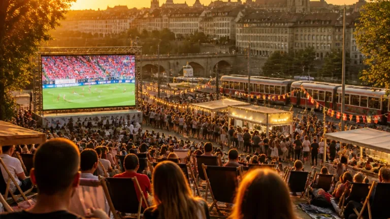 Summerbeach Bern füllt sich stundenlang vor dem späten Nati-Anpfiff