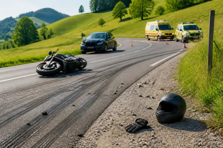Töff stürzt in Rüschegg Heubach – Motorrad rutscht auf Gegenfahrbahn und kollidiert mit Auto