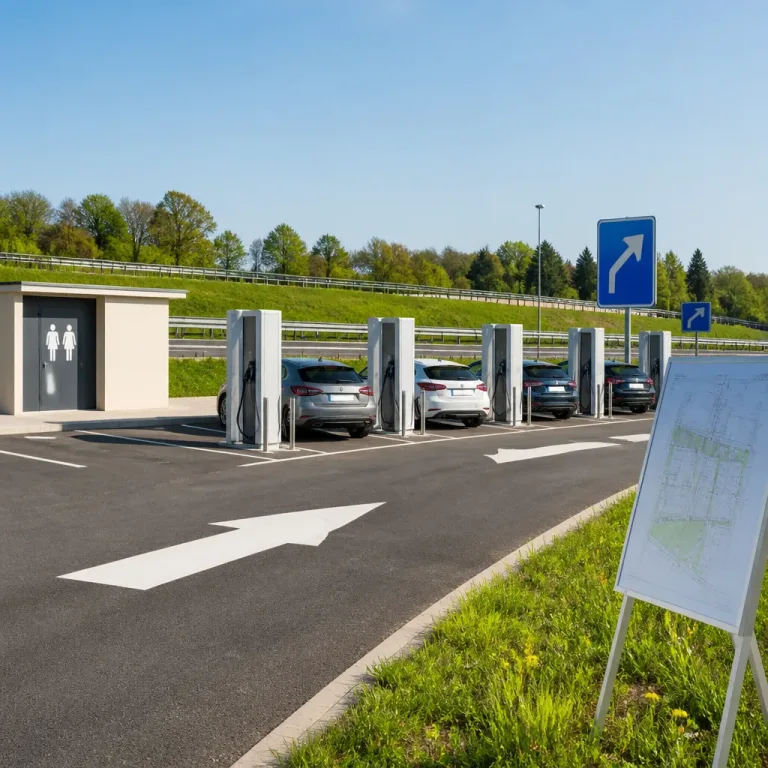 A3-Ausfahrt Lachen: Neuer Schnelllade-Hub mit Einbahnzufahrt und acht Ladeplätzen geplant