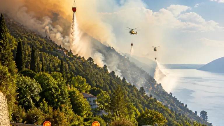 Waldbrand oberhalb von Brissago: Helikopter im Einsatz, Strasse gesperrt – Alertswiss informiert